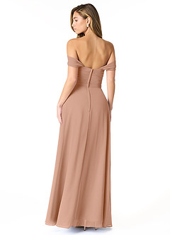 Azazie Kaitlynn Bridesmaid Dresses Champagne Rose Empire Ruched Chiffon Convertible Dress image3