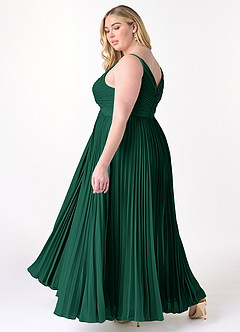 Azazie Raychelle Bridesmaid Dresses Emerald A-Line V-Neck Chiffon Dress image9