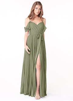 Azazie Lyney At-home Try On Dresses Dusk A-Line Off the Shoulder Chiffon Dress image1