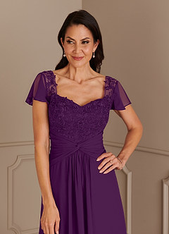 Azazie Gwenyth Mother of the Bride Dresses Grape A-Line Lace Chiffon Dress image6