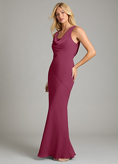 Azazie Rylina Bridesmaid Dresses Mulberry Mermaid Pleated Chiffon Dress image4