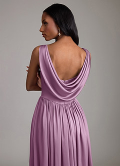 Azazie Novi Bridesmaid Dresses Wisteria A-Line with Pockets Stretch Satin Dress image4