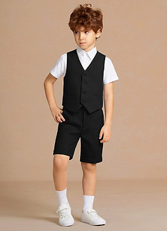 front Oliver Czarny 4-częściowy zestaw kamizelki i spodenek dla chłopców