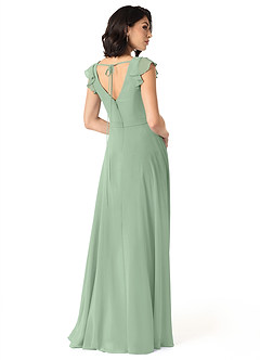 Azazie Claudine Final Sale Matcha A-Line Flutter Sleeve Chiffon Dress image5