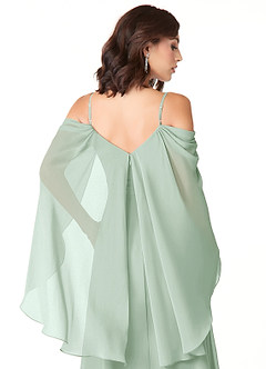 Azazie Cienna Bridesmaid Dresses Agave A-Line Off the Shoulder Chiffon Dress image3