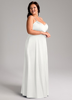 Azazie Mei Bridesmaid Dresses White A-Line V-Neck Stretch Satin Dress image9