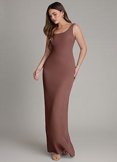 Azazie Hadley Bridesmaid Dresses Espresso Mermaid Pleated Chiffon Dress image4