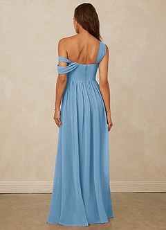 Christian Siriano Bridal for Azazie 1014 Robes de demoiselle d'honneur Robe Trapèze en Mousseline de soie Épaule décolletée Acier Bleuté image3