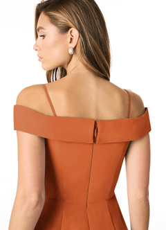 Azazie Lecia Robes de demoiselle d'honneur Robe Empire Convertible en Mousseline de soie Schulterfrei, plissiert Cannelle image7