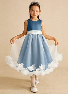 Azazie Stardust Flower Girl Dresses Bermuda A-Line Sleeveless Organza Dress image1
