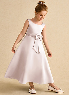 Azazie Eve Abiti da Ragazza di Fiori Abito A-Line in Raso Opaco Plissettato Petalo Di Rosa image3