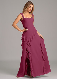 Azazie Sloane Bridesmaid Dresses Mulberry A-Line Sweetheart Neckline Chiffon Dress image3