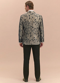 front Samuel Champagne Floral Jacquard Peak Lapel Tuxedo Jacket