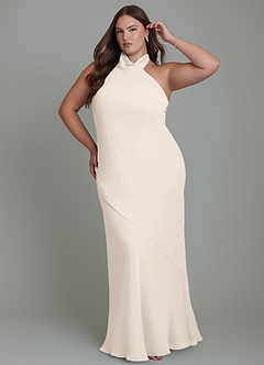 Azazie Velli Bridesmaid Dresses White Alabaster Mermaid High Neck Chiffon Dress image10