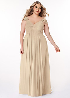 Azazie Kaitlynn Brautjungfernkleider Wandelbar Empire Gerafft Chiffon Kleid Champagner image10