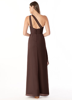 Azazie Maive Bridesmaid Dresses Ganache Sheath Pleated Ruffle Chiffon Dress image2