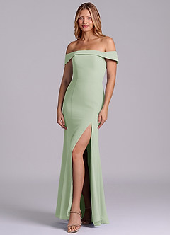 Azazie Luciana Brudtärnklänningar Klä av Tubklänning i Chiffong Av axeln Dusty Sage Konvertibel image3