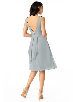 Azazie Kyla Final Sale Dolphin Grey A-Line Pleated Chiffon Dress image2