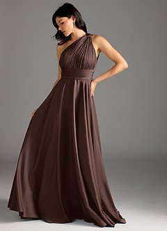 Azazie Charlize Abiti da Damigella Abito A-Line in Raso Elasticizzato Monospalla Ganache image5