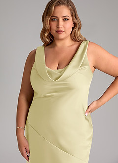 Azazie Rylina Bridesmaid Dresses Lemon Sorbet Mermaid Stretch Satin Dress image11