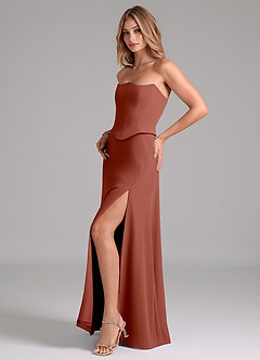 Azazie Jenilyn Bridesmaid Dresses Auburn A-Line Strapless Chiffon Dress image5