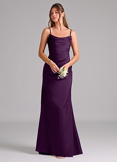 Azazie Lucille Bridesmaid Dresses Grape Mermaid Strapless Stretch Satin Convertible Dress image7
