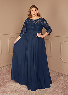 Azazie Carmena Mother of the Bride Dresses Dark Navy A-Line Sequins Chiffon Dress image7