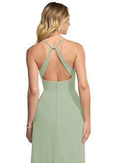 Azazie Davis Bridesmaid Dresses Dusty Sage A-Line V-Neck Chiffon Dress image6