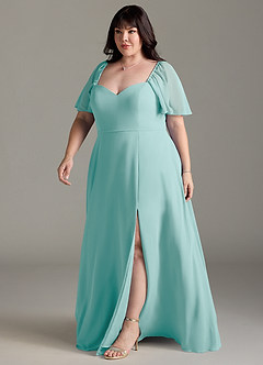 Azazie Chloe Bridesmaid Dresses Aqua A-Line Sweetheart Neckline Chiffon Dress image11