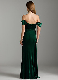 Azazie Amyra Bridesmaid Dresses Emerald Sheath Off the Shoulder Velvet Convertible Dress image10
