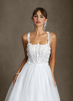 Azazie Gabrielle Wedding Dresses Diamond White Ball-Gown Tulle Dress image3