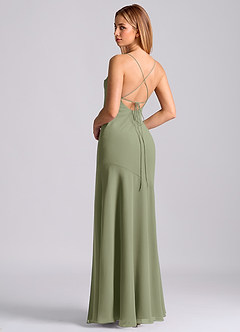 Azazie Grata Brudtärnklänningar Klä av Sjöjungfru i Chiffong Plisserad Pistasch image2