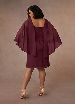 Azazie Mirra Abiti per la Madre della Sposa Abito Tubino in Chiffon con Scollo a U a Pieghe Cabernet image9