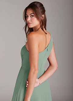 Azazie Brooke Jurken voor bruidsmeisjes Jurk van Chiffon met A-Lijn One-Shoulder Zilveren Salie image6