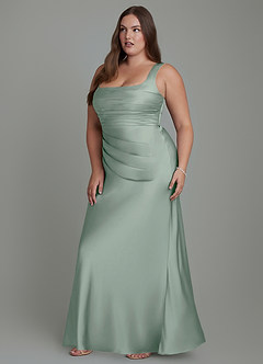 Azazie Agustina Brautjungfernkleider Meerjungfrau-Linie Korsett Stretch-Satin Kleid Agave image11
