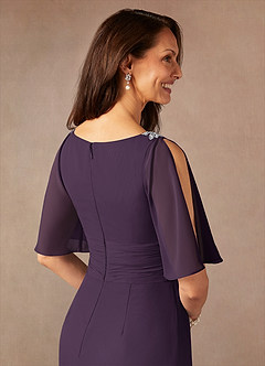 Azazie Pascual Mother of the Bride Dresses Plum A-Line Pleated Chiffon Dress image8