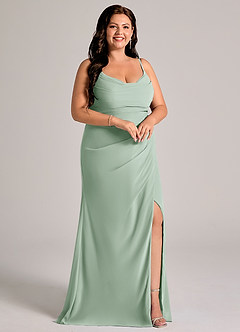 Azazie Deandra Bridesmaid Dresses Agave Mermaid Pleated Chiffon Dress image10