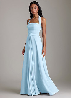 Azazie Clarisa Bridesmaid Dresses Sky Blue A-Line Pleated Chiffon Dress image6