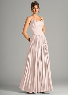 Azazie Saedra Bridesmaid Dresses Blushing Pink A-Line Corset Stretch Satin Dress image7