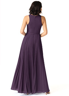 Azazie Lindie Bridesmaid Dresses Plum A-Line Scoop Pleated Chiffon Dress image2