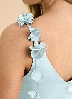 Azazie Gumdrop Junior Sea Glass Empire Pleated Stretch Satin Dress image8