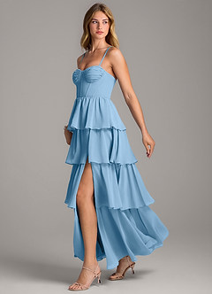 Azazie Alanna Bridesmaid Dresses Steel Blue A-Line Sweetheart Neckline Chiffon Dress image4