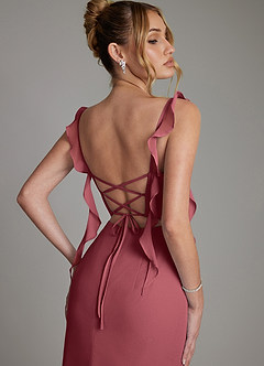 Azazie Jessamine Bridesmaid Dresses Merlot Mermaid Corset Chiffon Dress image2