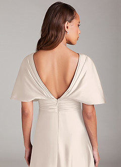 Azazie Pamela Bridesmaid Dresses White Alabaster A-Line Pleated Stretch Satin Dress image6