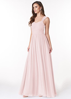 Azazie Zapheira Bridesmaid Dresses Blushing Pink A-Line Ruched Chiffon Dress image3