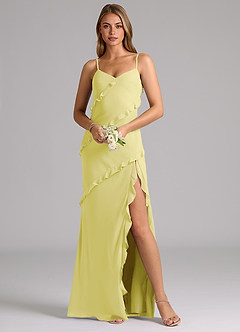 Azazie Nancie Bridesmaid Dresses Lemon Sorbet Mermaid Ruched Chiffon Dress image8
