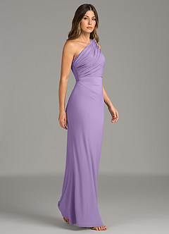 Azazie Akilah Robes de demoiselle d'honneur Robe Sirène en Jersey extensible de qualité supérieure Une épaule Lilas image3