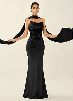 Melisande Black Sparkly Corset Lace Up Back Mermaid Prom Dress image5