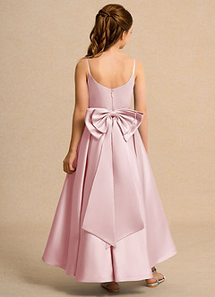 Azazie Sweets Girls Formal Final Sale Dusty Rose A-Line Pleated Matte Satin Dress image2