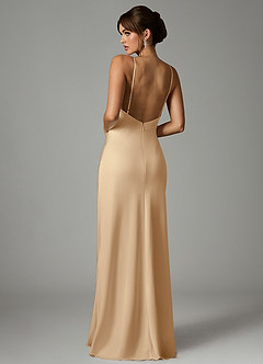 Azazie Stefania 신부 들러리 드레스 A라인 스트레치 새틴 바닥 길이 드레스 image2